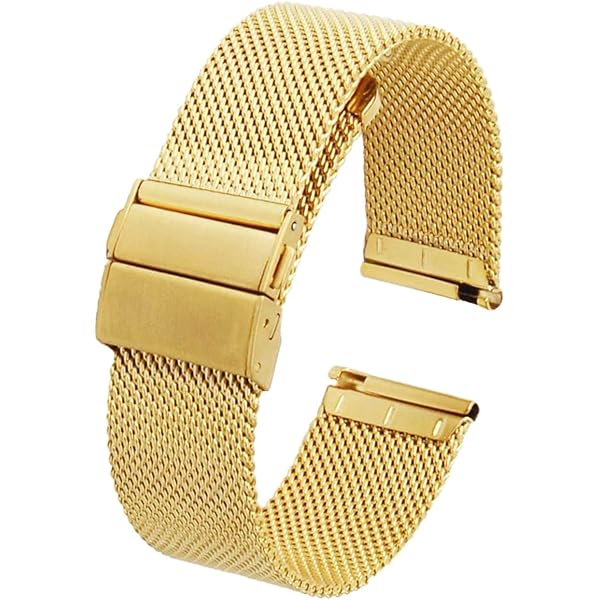 NR ゴールドメッシュバンド 腕時計 Amazon | 腕時計 ベルト 16mm ステンレス 金色 イエロー